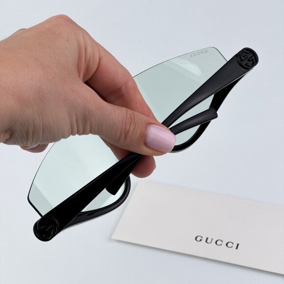 Gucci GG1650S 005 BRAND NEW Sunglasses Shiny Black  Green Unisex Shield Mask main image 8